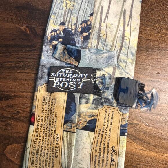 The Saturday Evening Post Vintage Civil War Men's Neck Tie Silk Handmade Art - Picture 9 of 9